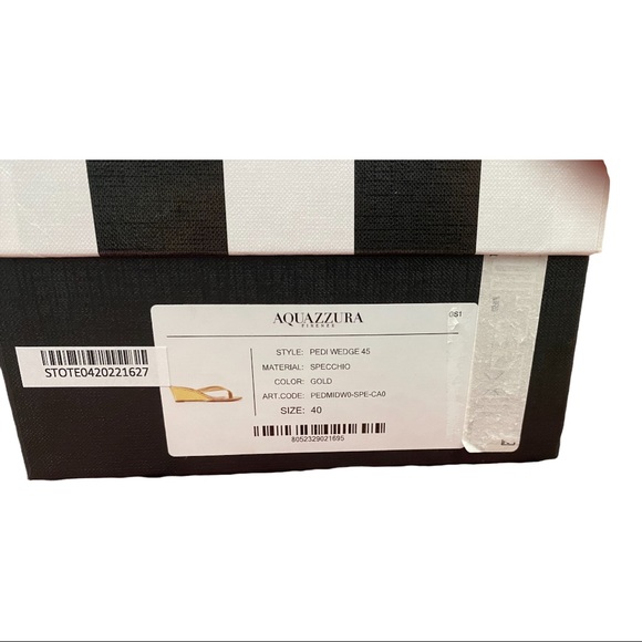 Aquazurra Pedi Gold Metallic Leather Wedge Sandals BNIB Sz EU 40 - Picture 14 of 15